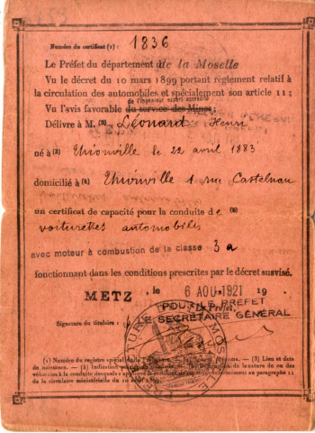 Permis de conduire (1921)