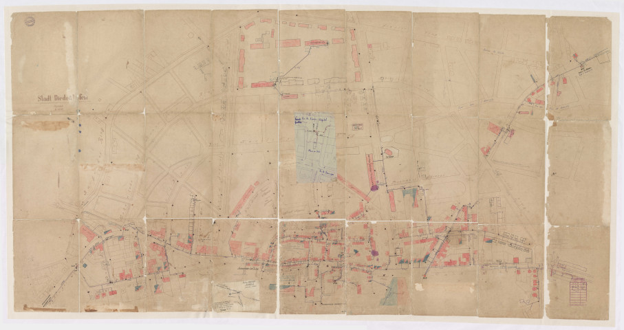 [Plan des lignes électriques de Thionville de 1916 à 1939].