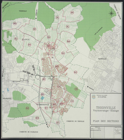 « THIONVILLE. VEYMERANGE-ELANGE. PLAN DES SECTIONS ».- Thionville : Service plan-cadastre-arpentage, 1999