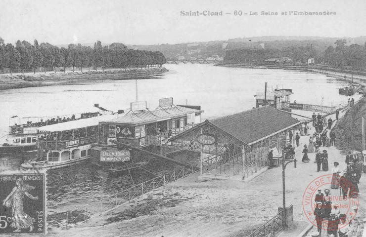 Cartes d'Autrefois (1890-1920) - Transports et communications - Saint-Cloud - La Seine et l'Embarcadère