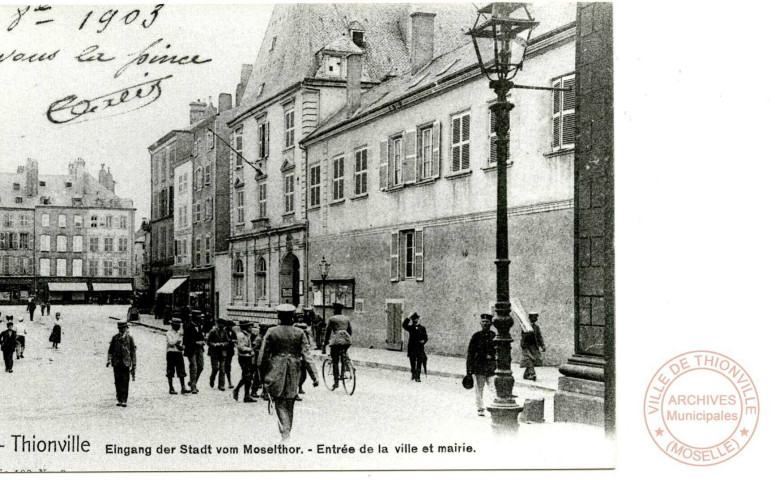 Diedenhofen - Eingang der Stadt vom Moselthor / Thionville - Entrée de la Ville et Mairie