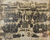 [Photomontage. Soldats du 8e régiment d'artillerie et de réserve entre 1910 et 1912]