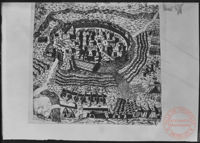 Gravure représentant Thionville pendant le siège de 1558