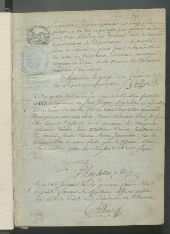 État civil : registre de naissances, mariages, décès (1803-1804)