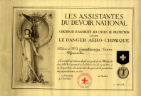 Certificat d'assiduité aux cours de protection contre le danger aéro-chimique délivré à M. Houncheringer Lucien de Thionville