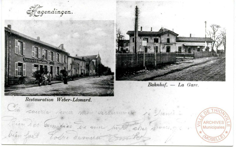 Hagendingen - Restauration Weber-Léonard - Bahnhof / Hagondange - La Gare