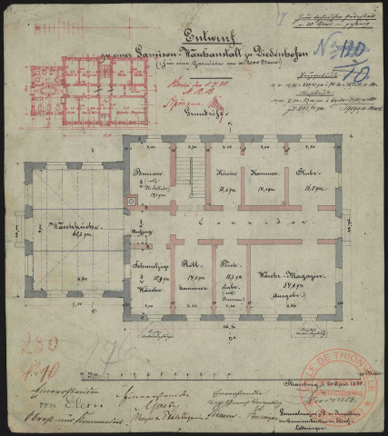 ENTWURF ZU EINER GARNISON WASCHANSTALT ZU DIEDENHOFEN (FÜR EINE GARNISON VON 2000 MANN).