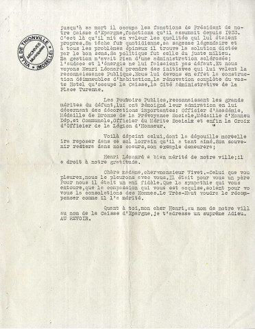 Discours de Me Ditsch maire de Thionville (2 octobre 1965)