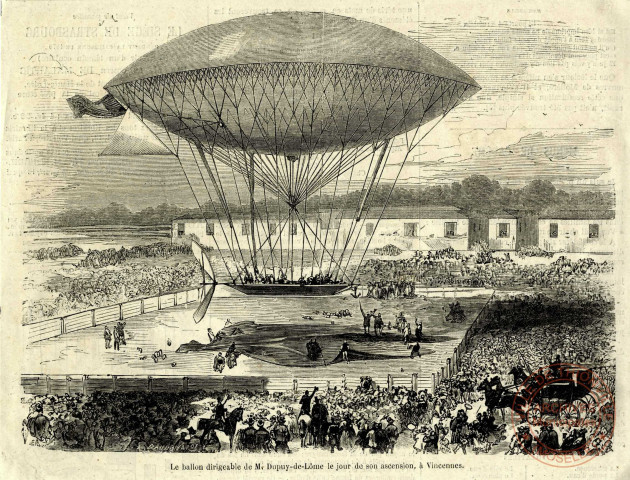 Le ballon dirigeable de M. Dupuy-de-Lôme le jour de son ascension, à Vincennes