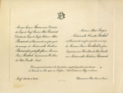 Faire-part de de mariage de René Paschal avec Madeleine Bosment à Metz (1920).