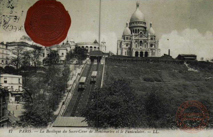 PARIS - La Basilique du Sacré-Coeur de Montmartre et le Funiculaire, avec Sceau Officiel de la Basilique