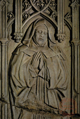 Thionville - Musée de la Tour aux puces - Pierre tombale de Marguerite de Sierck, décédée en 1499