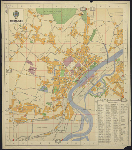 « THIONVILLE ».- Plan réalisé par le géomètre A. Veltz. Répertoire des rues.