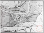 Thionville 1741. Plan de Thionville ou l'on voit toutes les parties de la ville et de la campagne qui ont été innondées par les débordements des eaux de la Moselle du 18 octobre et 21 décembre 1740