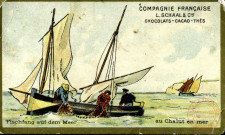 Au chalut en mer (pêcheurs en voilier)