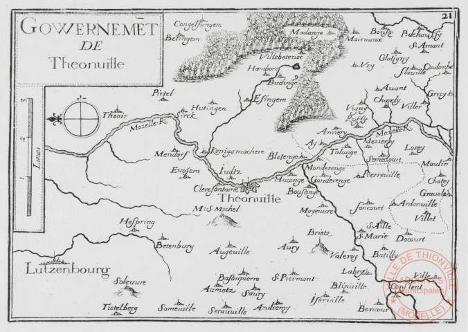 Plans de Thionville et villes du duché de Lorraine par Tassin