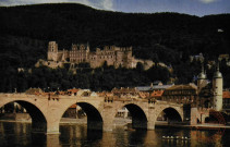 Heidelberg. Alte Neckarbrücke umd Schloss.