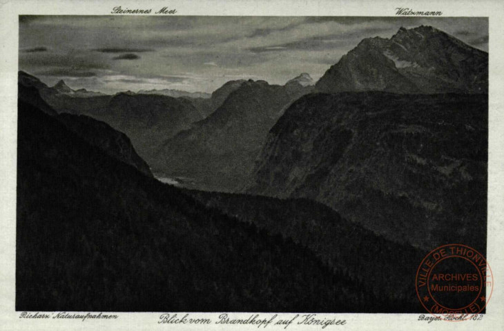 Richarz ' Naturaufnahmen , Blick vom Brandkopf auf Königsee