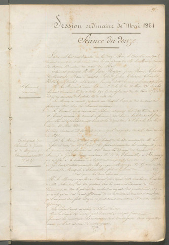 Registre de délibérations (1er mai 1861 - 21 août 1881)