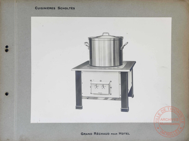 Etablissement E. Scholtès Thionville - Cuisinières Scholtès - Grand réchaud pour hôtel