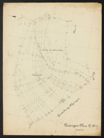 Bevingen, Flur 12, Blatt 1, Massstab 1:1000.