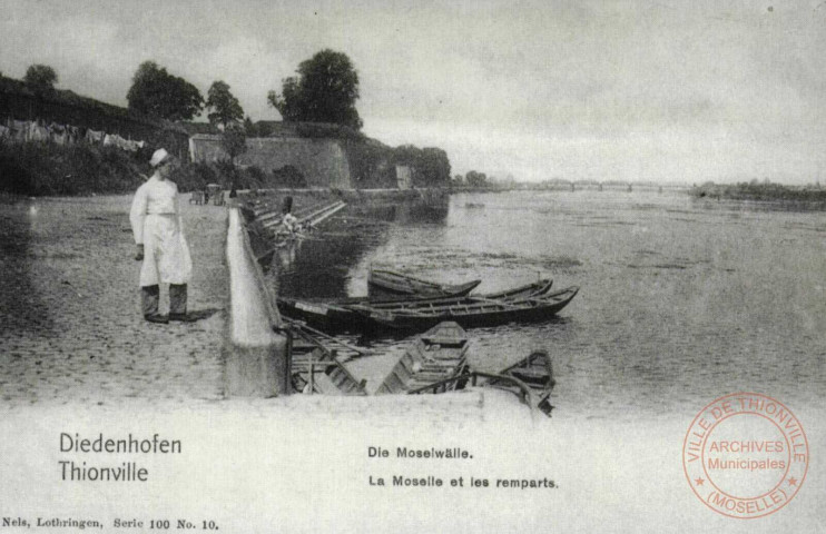 Diedenhofen - Die Moselwälle / Thionville - La Moselle et les remparts - Thionville en 1902