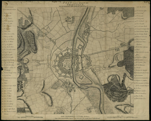 PLAN TRÈS EXACT DE THIONVILLE. AVEC SES FORTIFICATIONS, TELLES QU'ELLES SONT AUJOURD'HUI, & SES ENVIRONS. 1753.