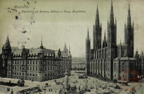 Wiesbaden, Marktplatz mit Brunnen,Rathaus u.Evang.Hauptkirche.