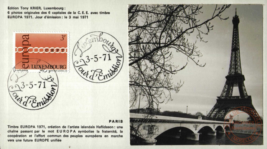 Tour Eiffel - Timbre Europa 03 Mai 1971