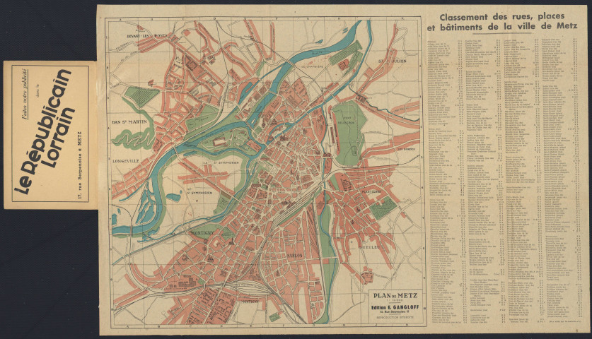 NOUVEAU PLAN DE METZ ET DES ENVIRONS