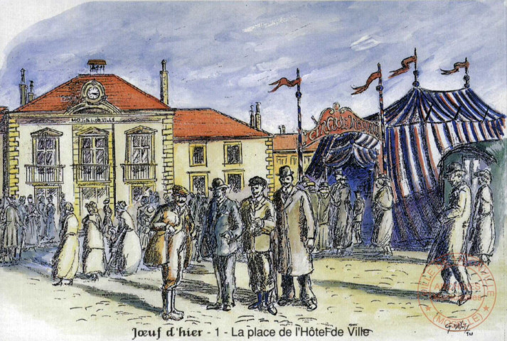Joeuf d'hier - La place de l'Hôtel de Ville vers 1910