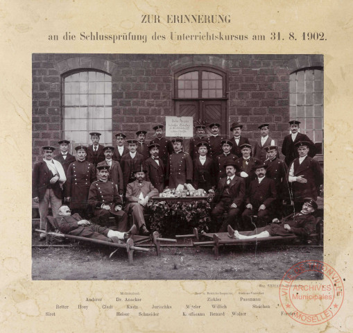 ZUR ERINNERUNG an die Schlussprüfung des Unterrichtskursus am 31.8.1902.