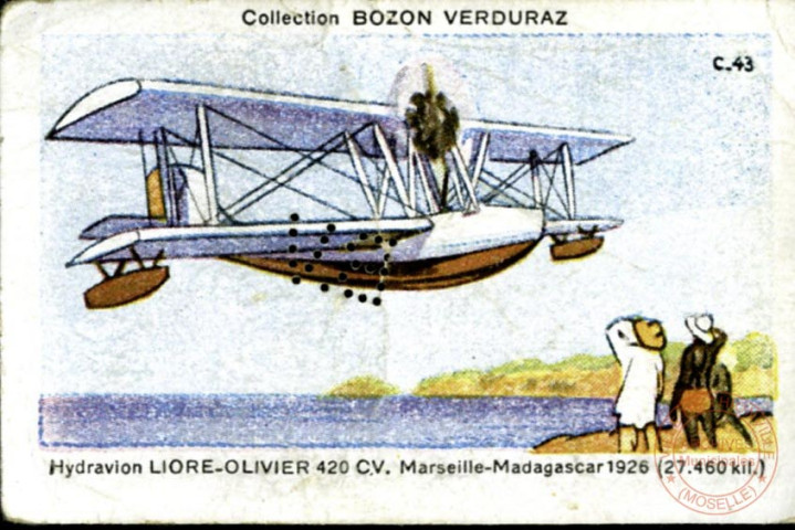 Hydravion Liore-Olivier 420 CV. Marseille-Madagascar 1926 (27.460 kil.)