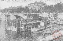 Cartes d'Autrefois (1890-1920) - Transports et communications - Paris - Les travaux du Métropolitain dans le grand bras de la Seine - Fonçage du caisson central