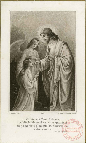 Je viens à Vous, ô Jésus, j'oublie la Majesté de votre grandeur e je ne vois plus que la douceur de votre amour - Communion de Jean Nouviaire le 3 juin 1917