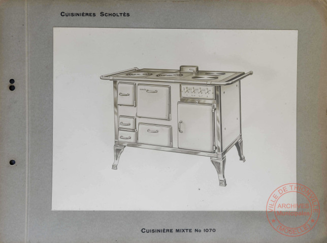 Etablissement E. Scholtès Thionville - Cuisinières Scholtès - Cuisinière mixte n° 1070