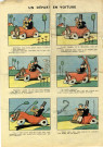 Planche de dessin de Pecqueriaux Paul-Henri intitulé 'Un départ en voiture', papier, en coul. [1930]Sur l'autre face, publicité 'Noël! Nouvel AN! Noël! les étrennes de Blécao aux enfants sages'.