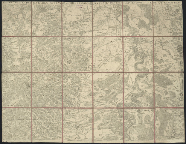 KRIEGS THEATER DER TEUTSCHEN UND FRANZOESISCHEN GRAEZLANDEN ZWISCHEN DEM RHEIN UND DER MOSEL. IM JAHR 1794. ERSTES BLATT