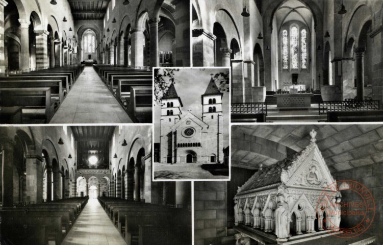 Echternach - Intérieur de la Basilique avec le sarcophage de marbre des reliques de Saint Wilibrord