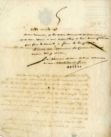 Lettre du sous-préfet du 2e arrondissement de la Moselle, Rolly, demandant une liste des individus âgés de 20 à 60 ans pour organiser la Garde Nationale.