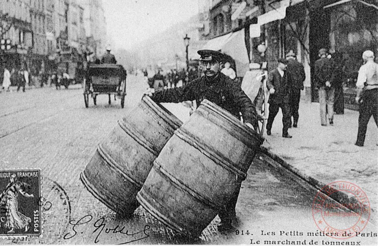 Cartes d'Autrefois (1890-1920) - Artisanat et petits métiers - Les petits métiers de Paris - Le marchand de tonneaux