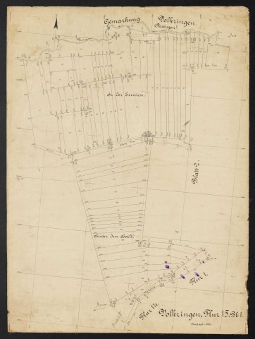 Volkringen, Flur 15, Blatt 1, Massstab 1:1000.