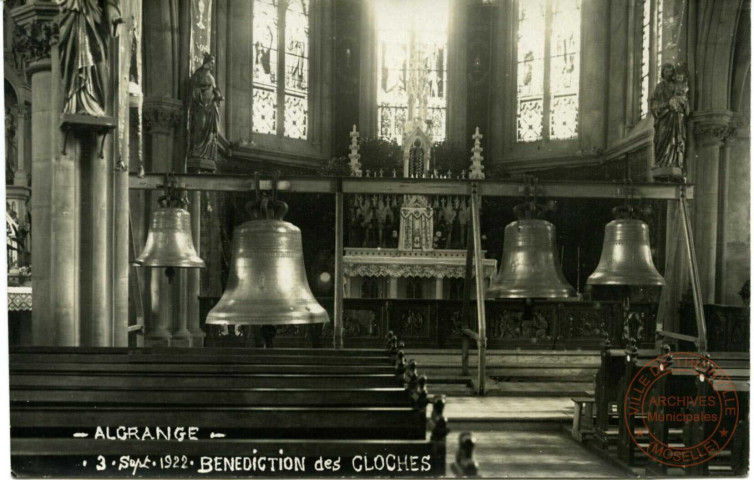 Algrange - 3 septembre 1922 Bénédiction des cloches.