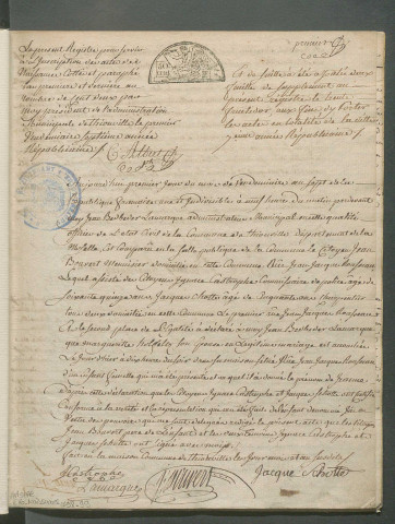 État civil : Registre d'état civil : naissances (1798-1799)