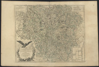 CARTE DE LA LORRAINE ET DU BARROIS DANS LAQUELLE SE TROUVENT LA GENERALITE DE METZ ET AUTRES ENCLAVES. DRESSEE POUR LA LECTURE DU MEMOIRE DE M. DURIVAL L'AÎNE, ET DEDIEE AU ROY DE POLOGNE DUC DE LORRAINE ET DE BAR. PAR LE Sr. ROBERT DE VAUGONDY GEOG. ORD. DU ROY, DE L'ACADEMIE ROYALE DES SCIENCES ET BELLES-LETTRES DE NANCY