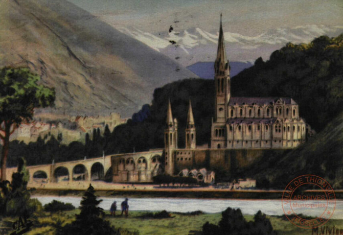 LOURDES - La Basilique et les Pyrénées