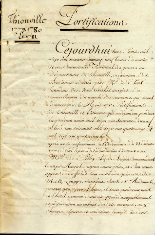 Devis à marchés des ouvrages de fortifications de Thionville.