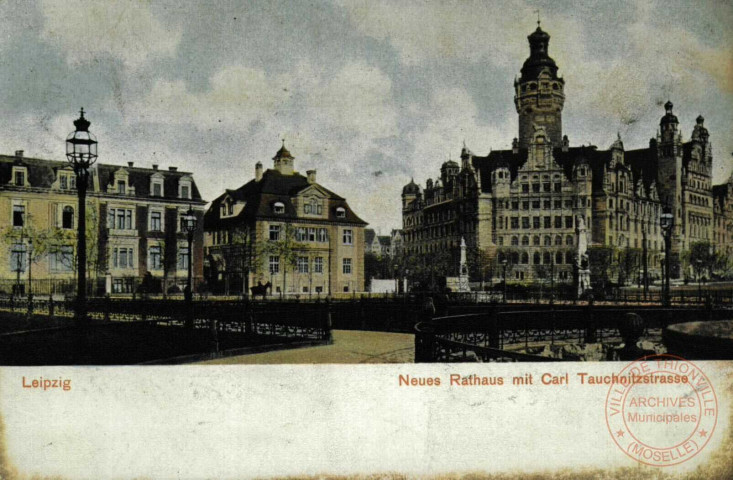 Leipzig. Neues Rathaus mit Carl Tauchnitzstrasse