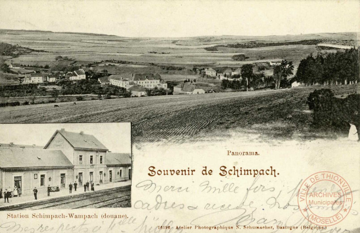 Panorama. Souvenir de Schimpach. Station Schimpach-Wampach (Douane).