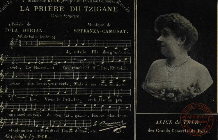 Alice de Telb 'Chanson La Prière du Tzigane'